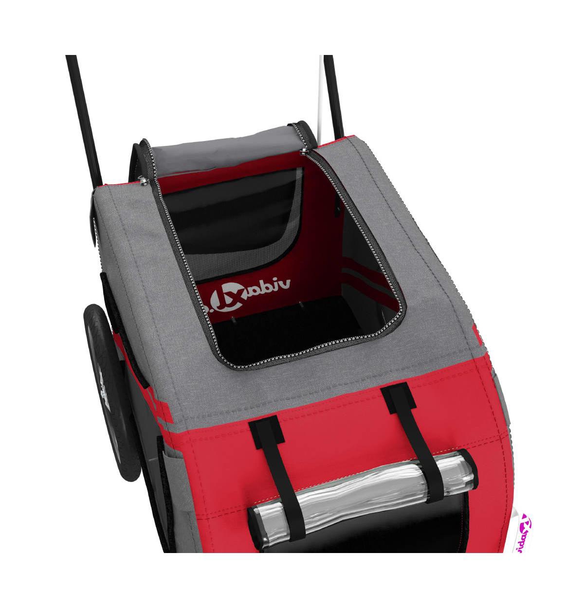 vidaXL Pet Bike Trailerand Gray Oxford Fabric and Iron - Red