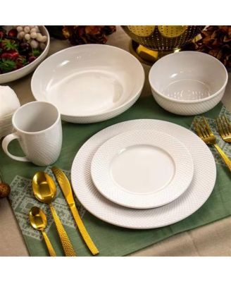 18-Piece Porcelain Dish Set – Service for 4 with Dinner Plates, Cereal Bowls & Coffee Mugs