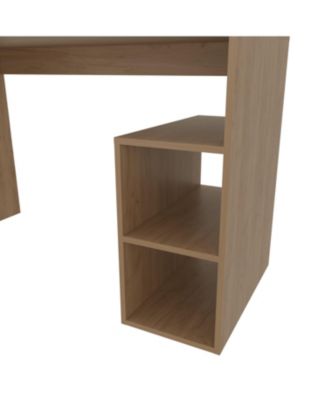 Sanders Computer Desk in Melamine with Open Storage, Natural Oak