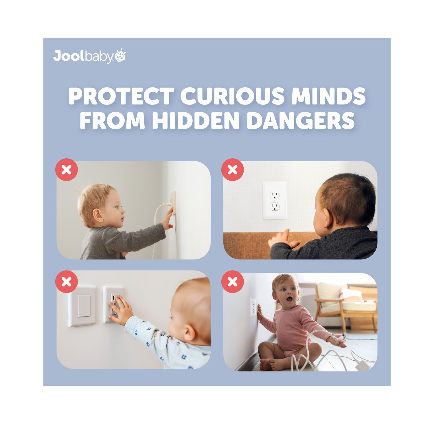 Toddler Jool Outlet Covers (32 Pack) Safety - Easy Adult Removal, Plug Protectors Proofing Electric Sockets - Transparent Design