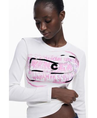 Women's Long-sleeve T-shirt with pink letters