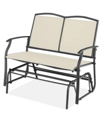 Outdoor 2-Seater Mesh Loveseat Swing Glider Chair with Armrests
