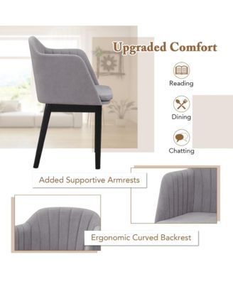 2PCS Modern Dining Chairs Upholstered Velvet Accent Chairs w/ Curved Backrests