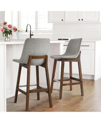 Set of 2 Upholstered Bar Stools with Solid Wood Legs, Modern Counter Height Chairs for Kitchen Island, Bar, or Dining Room-Maison Boucle