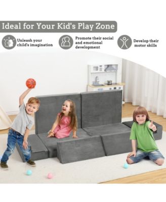 8PCS Modular Kids Play Couch, DIY Toddler Couch for Building Magical Forts in Playroom and Bedroom