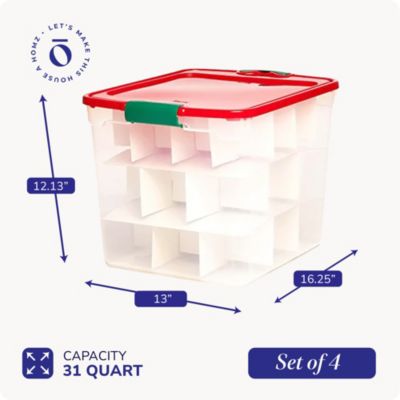 31 Qt Holiday Clear Plastic Storage Container w/ Latching Handles (4 Pack