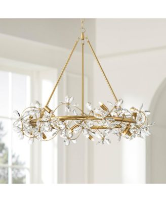 Carrine 31 1/2" Modern Pendant Chandelier Ceiling Light Fixture Dining Room Over Table Flower Soft Gold Finish Crystal