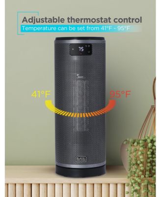 Ceramic Oscillating Tower Heater with Remote Control, Space Heater with Digital LED Display, Black