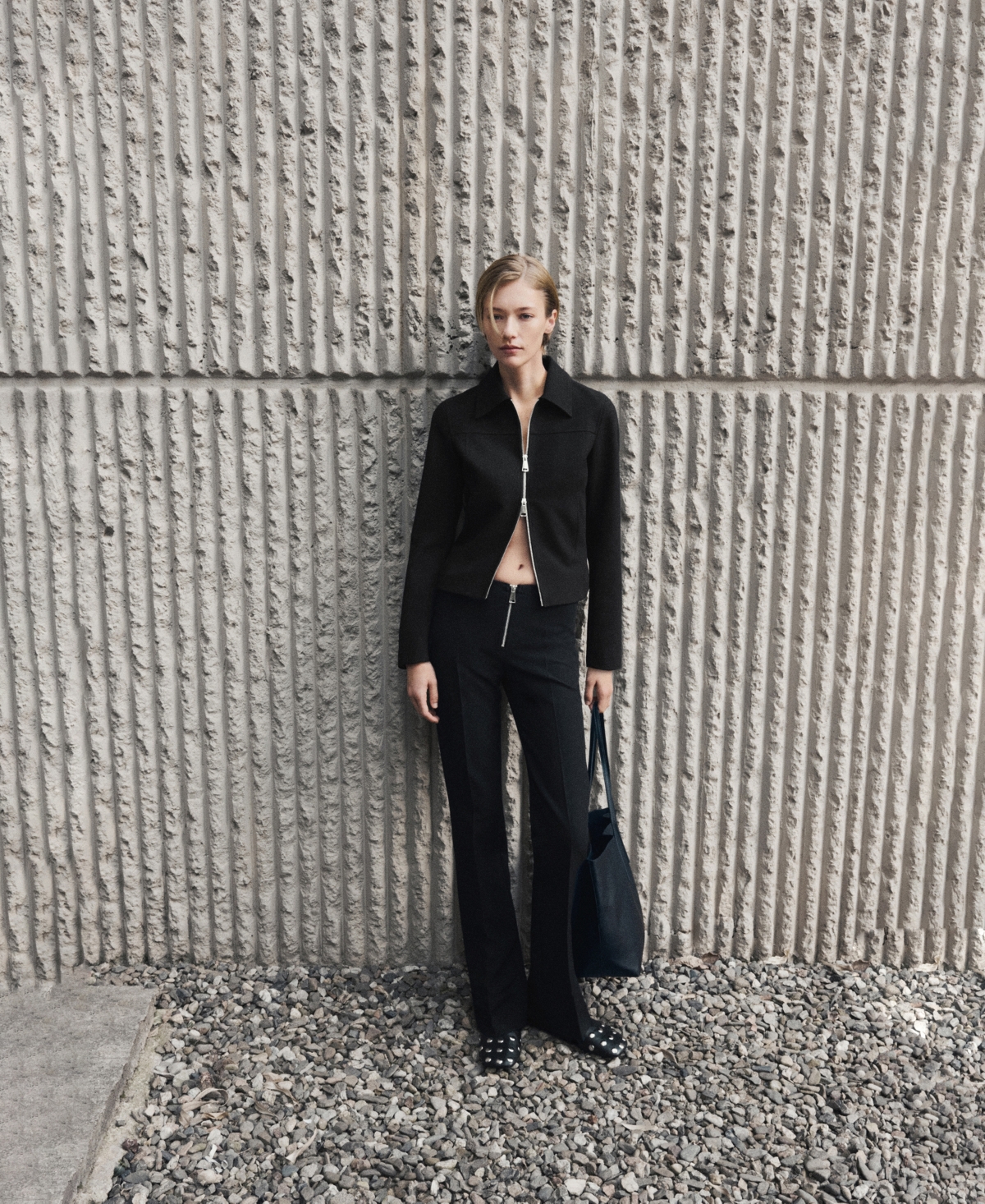 Mango Women's Zipper Detail Flare Pants In Black