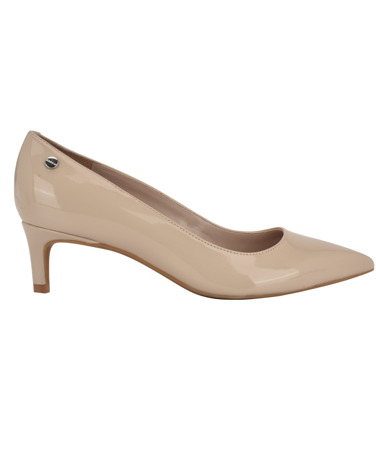 Calvin Klein Gayle Womens Leather Pointed Toe Heels In Light Natural Patent
