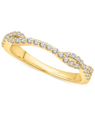 Macy's - Diamond Twist Crossover Polished Band (1/4 ct. t.w) in 14k Gold