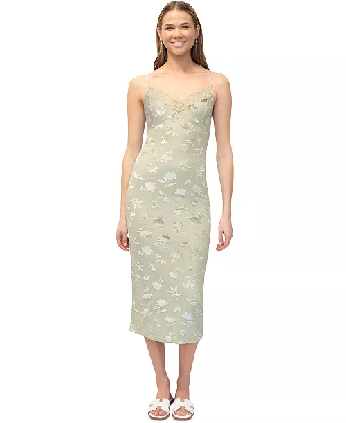 women's velvet burnout sleeveless slip dress