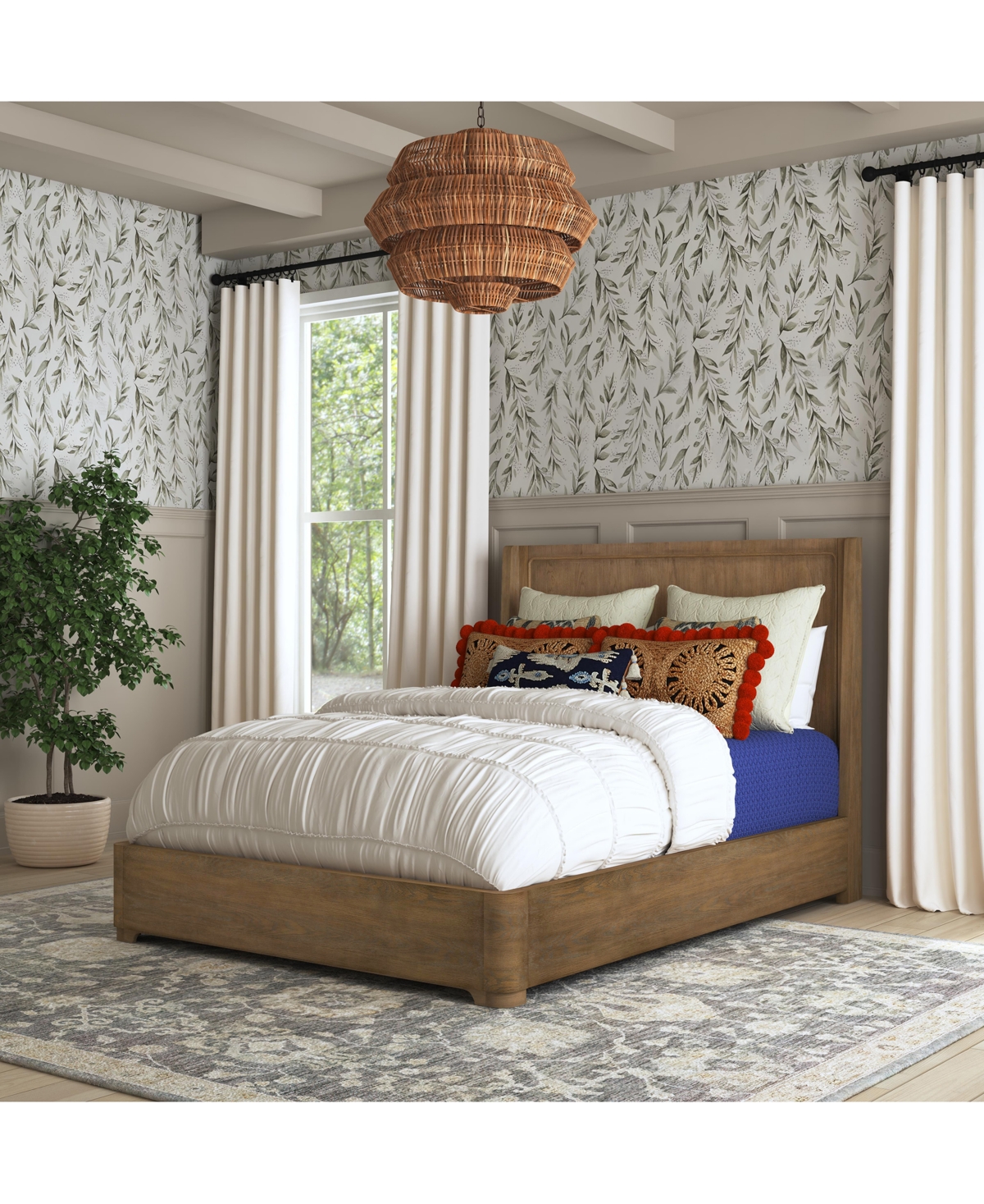 Macy's Nordic Queen Panel Bed In Brown