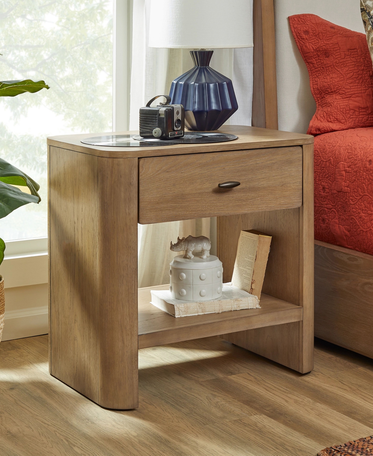 Macy's Nordic Open Nightstand In Brown