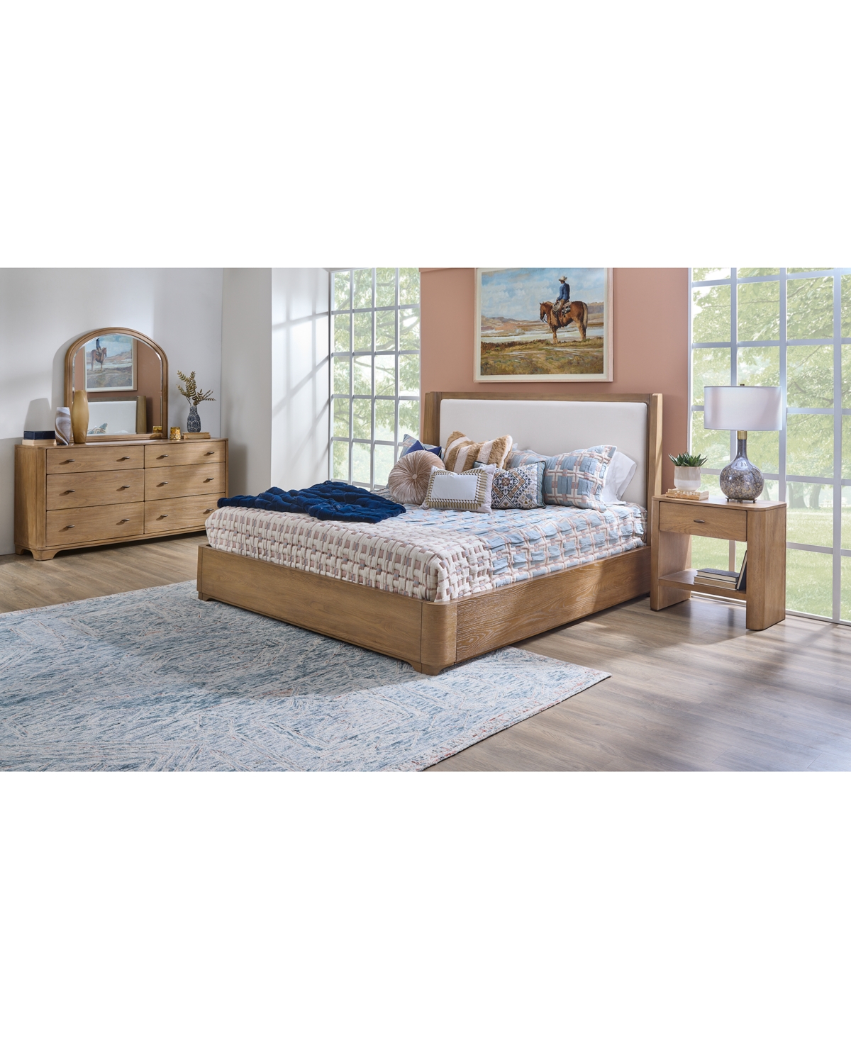 Macy's Nordic 3 Pc. King Upholstered Set (bed, Dresser & Open Nightstand) In Brown