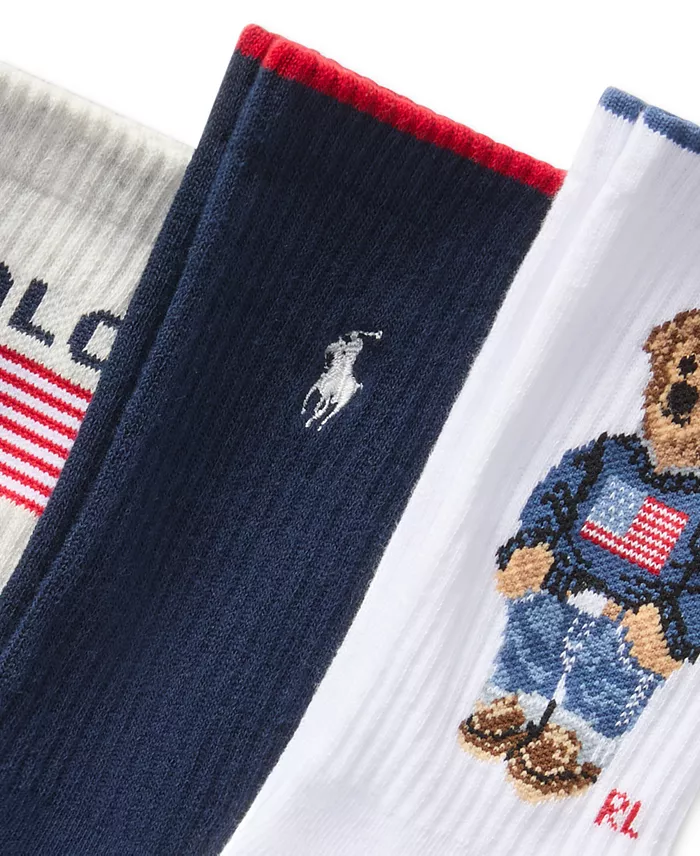 Women's 3-Pk. Core Flag Bear Crew Socks - thumbnail 2