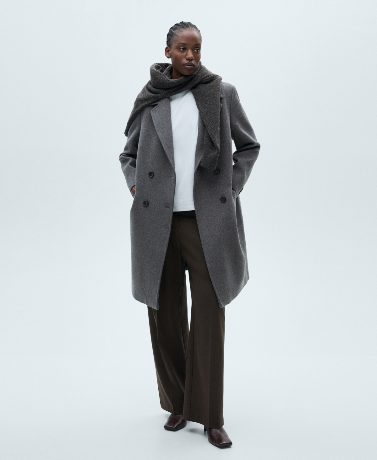 Mango Women's Double-breasted Wool Coat In Gray