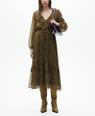 MANGO - Mango Women's Ruffled Paisley-print Dress