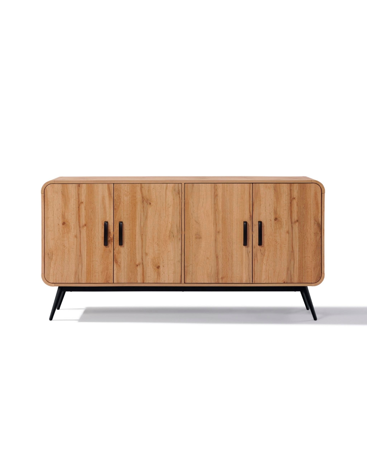 Shop Luxenhome 4-door With Soft Close 63-inch Wide Sideboard Server Cabinet With Black Metal Legs In Brown
