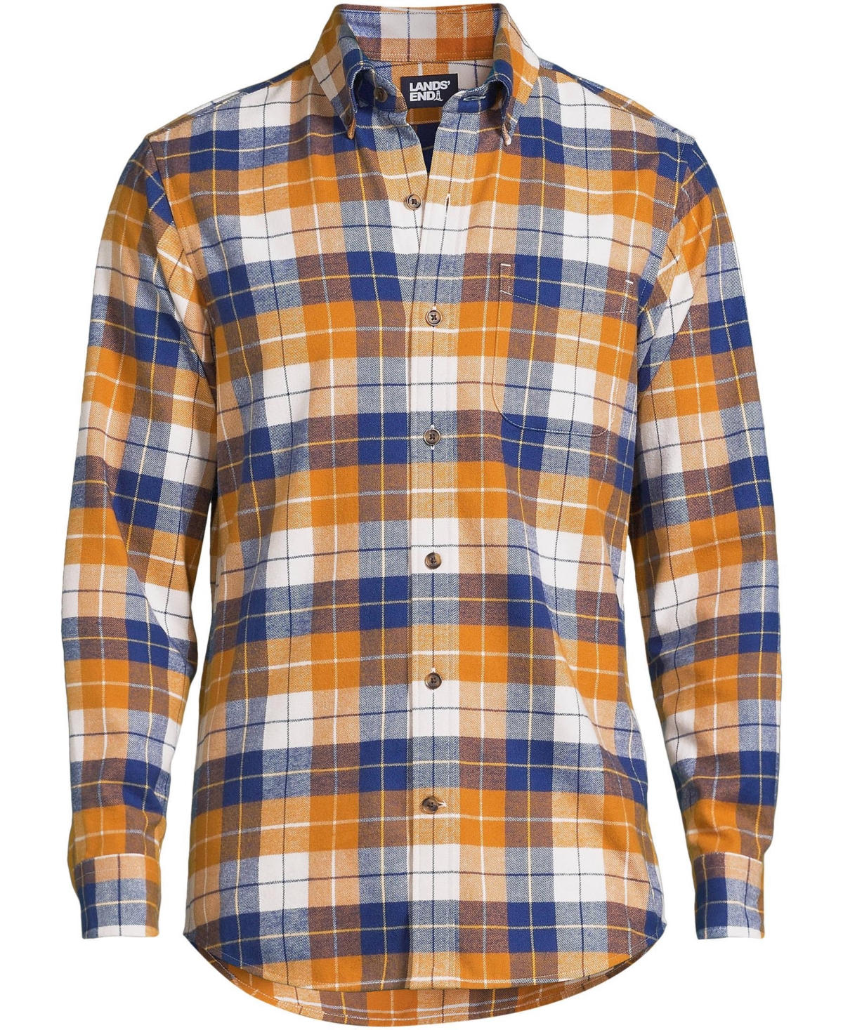 Lands' End Men's Traditional Fit Flagship Flannel Shirt -blue plaid