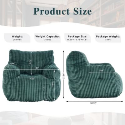 Soft Corduroy Bean Bag Chair with Memory Foam Filling for Living Room
