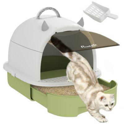 Cat Litter Box, Cove Kitty Litter Box with Lid, Scoop,
