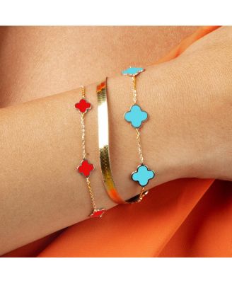 Mini Coral Clover Bracelet 14K Gold