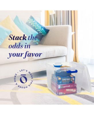 31 Qt Heavy Duty Clear Plastic Latching Stackable Storage Containers, 4 Pk