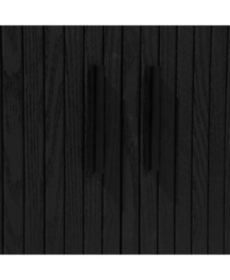 Mid-Century Modern 2-Door Accent Wood  Cabinet with Slatted Sliding Doors