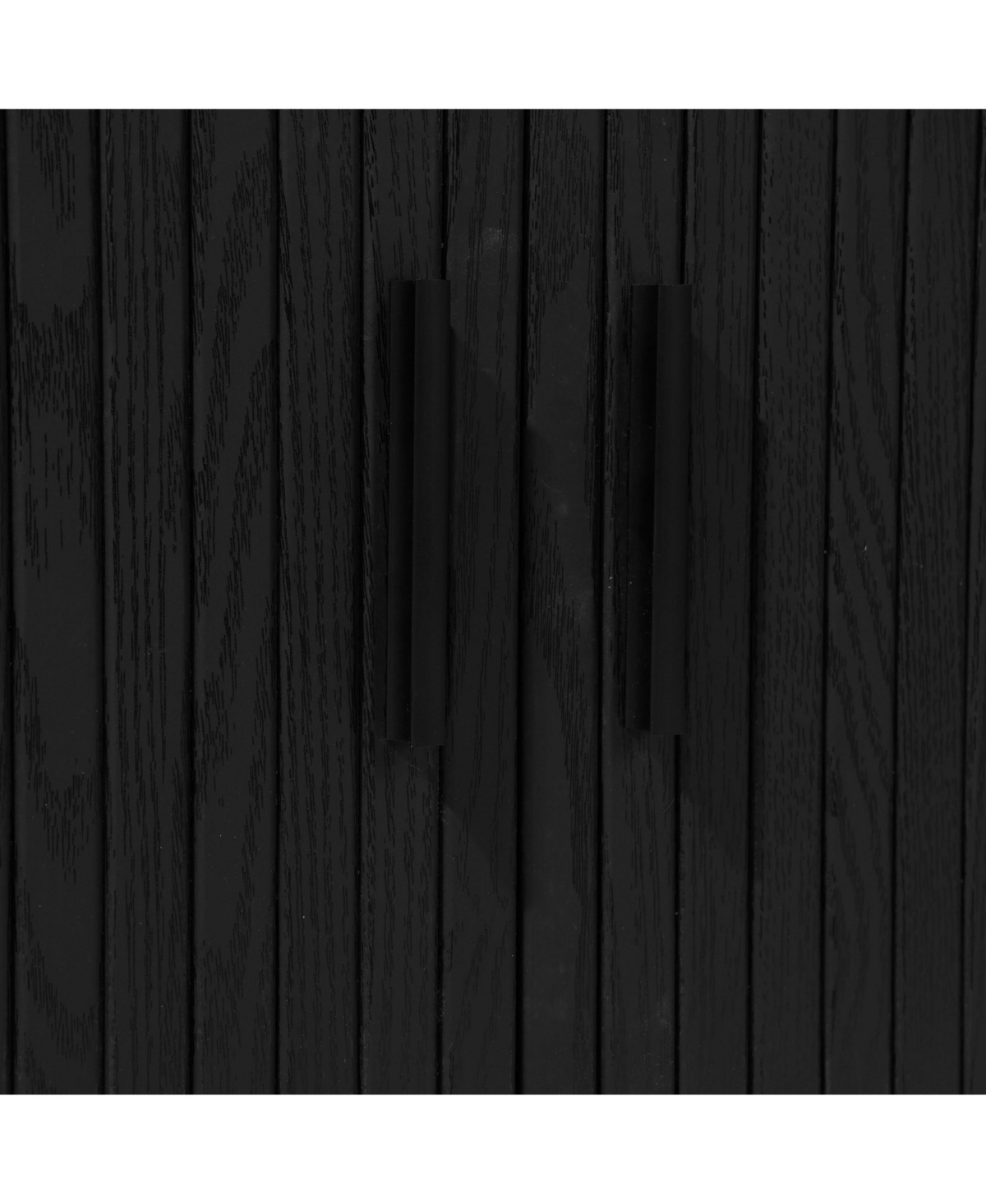 Luxenhome Mid-century Modern 2-door Accent Cabinet With Slatted Sliding Doors, Black In Black