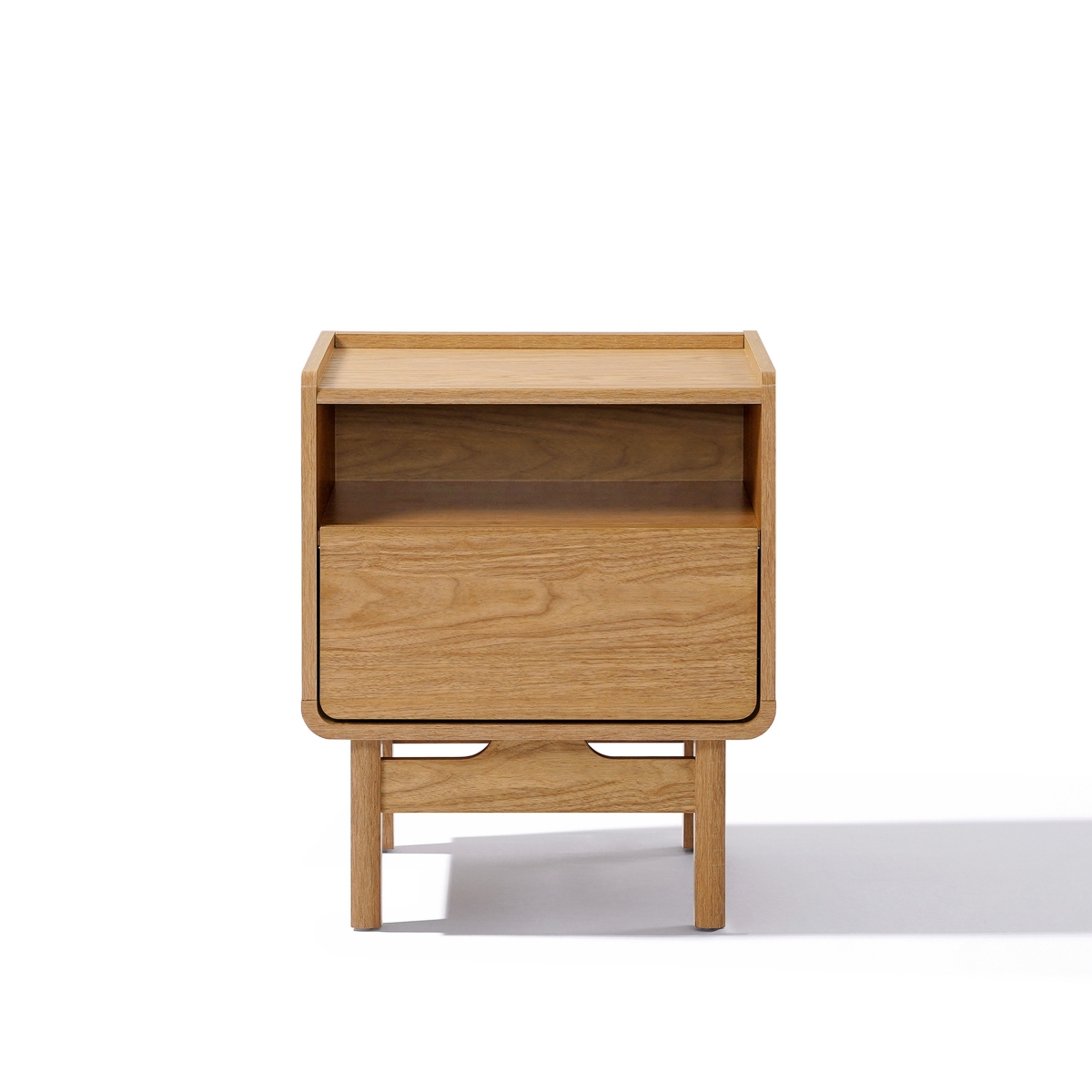 Luxenhome Summer Oak Engineered Wood Nightstand And End Table With Storage In Brown