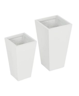 Set of 2 Modern Lightweight Outdoor Patio Flower Pot Tall Planter Box