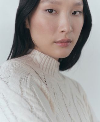 Women's Perkins Neck Braided Sweater