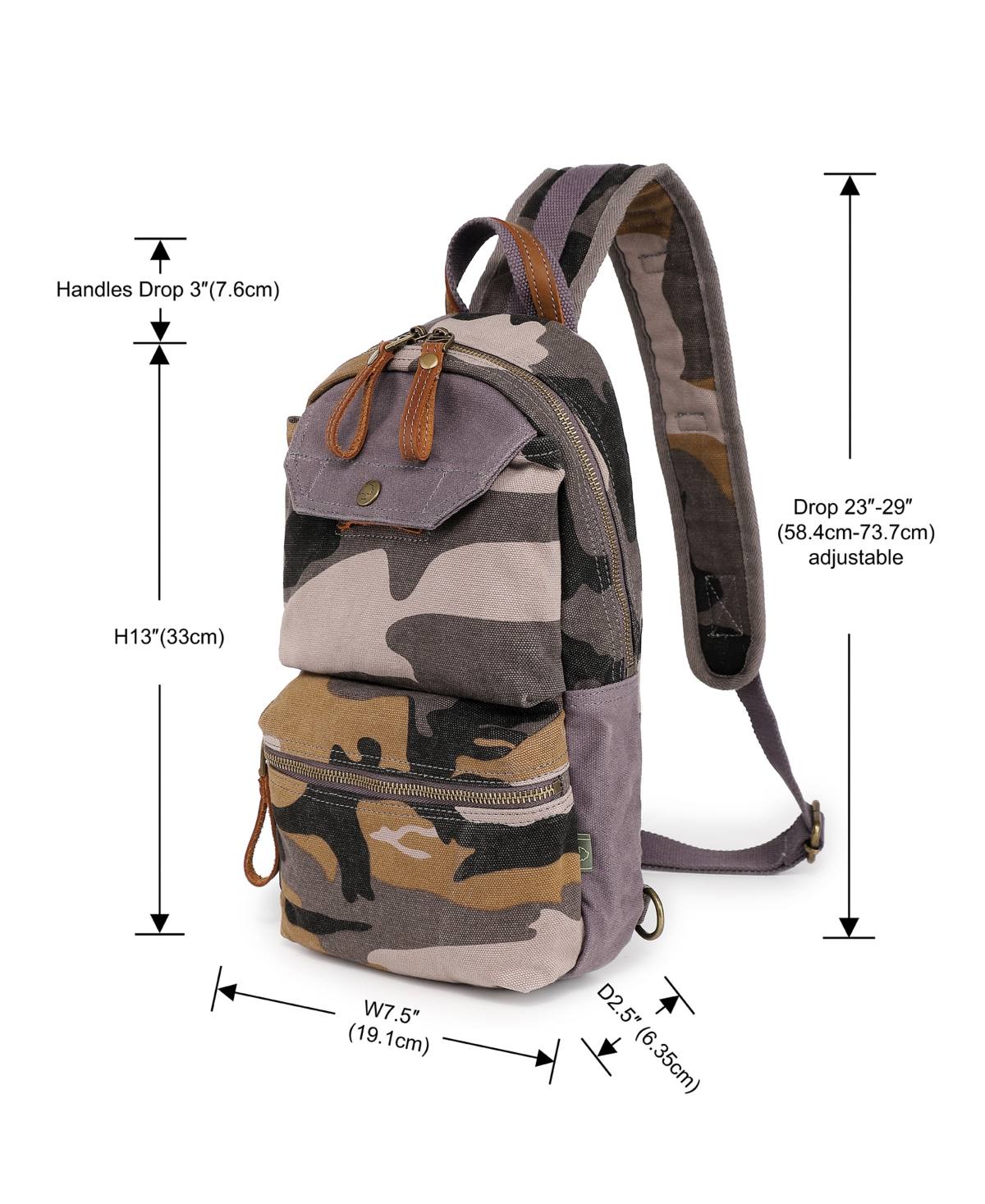 Tsd Brand Mountain Leaf Top Handle Sling Bag In Grey Camo