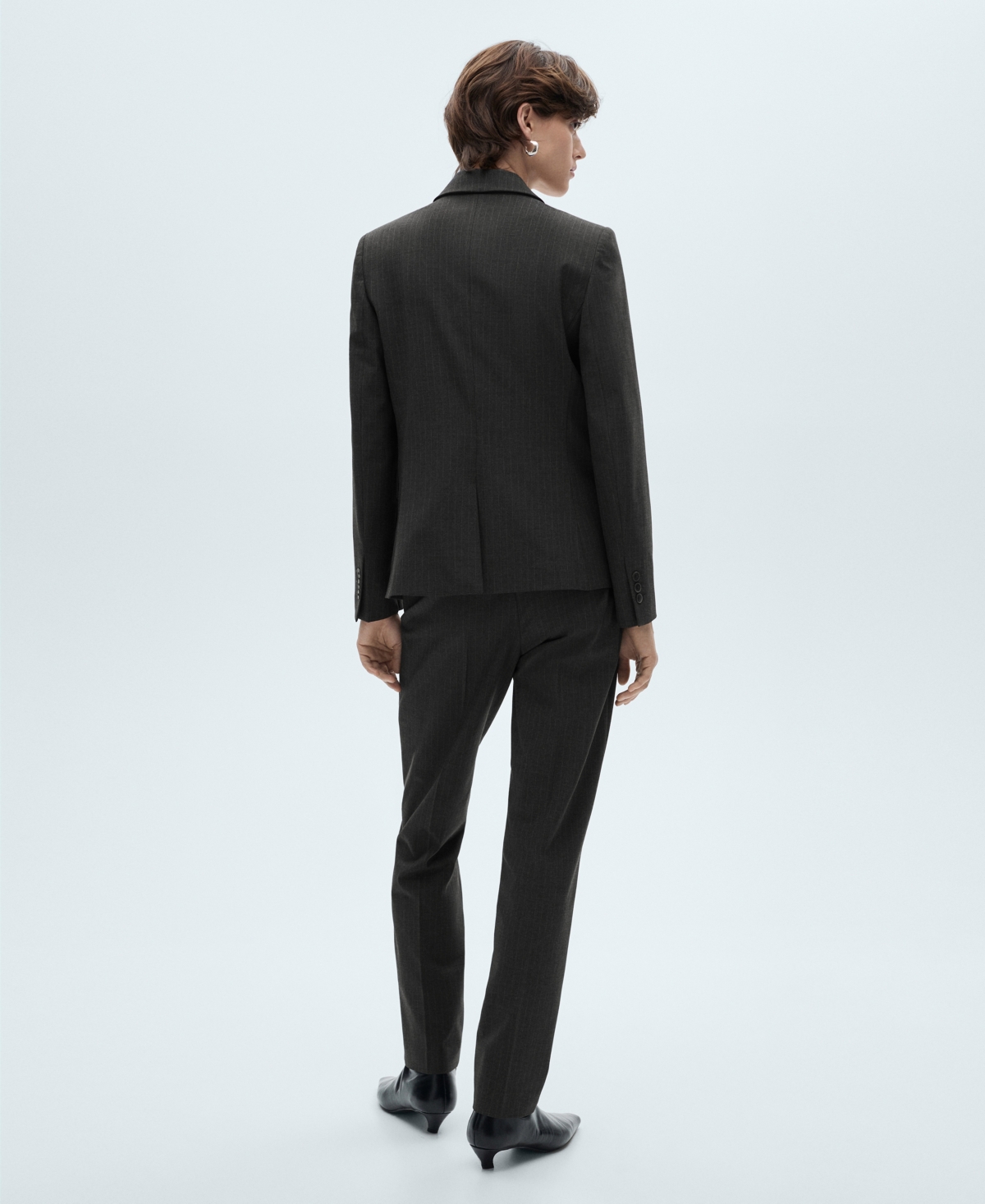 Mango Women's Pinstripe Suit Trousers In Dark Heather Gray