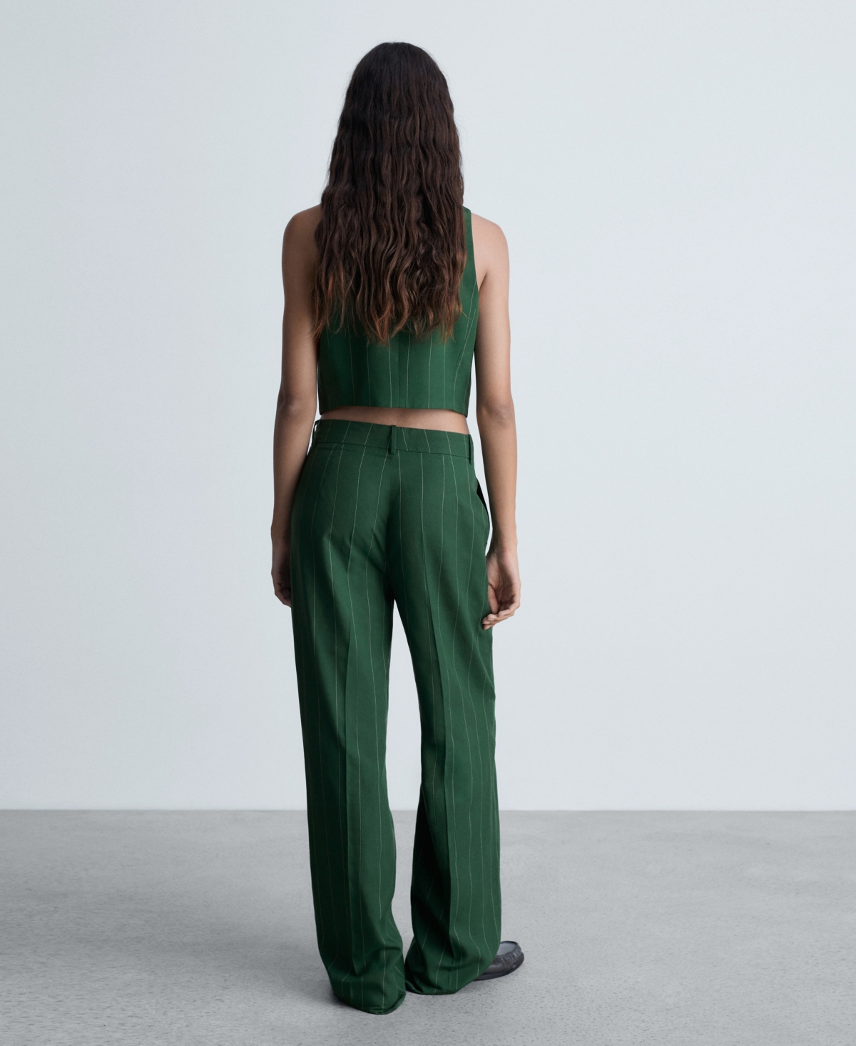 Shop Mango Women's Striped Lyocell Pants In Green