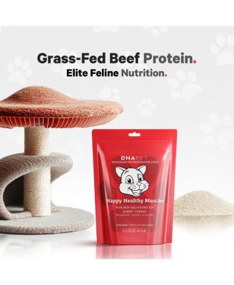 Happy Healthy Muscles Supplement for Cats - Grass-Fed Beef Protein Powder - Collagen & Amino Acid-Rich - Pure Beef Isolate - Suitable for All Life Stages - Unflavored, Non-GMO - 10.58 Oz