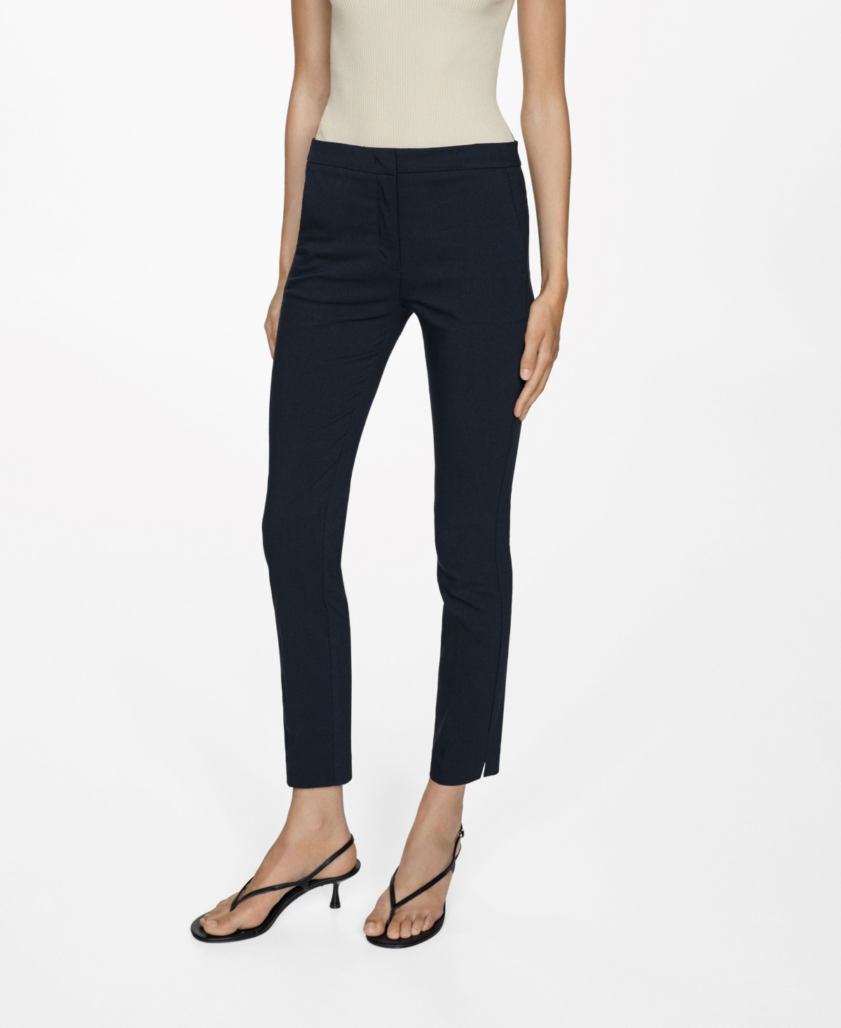 Mango Women's Cropped Slim Fit Pants In Blue
