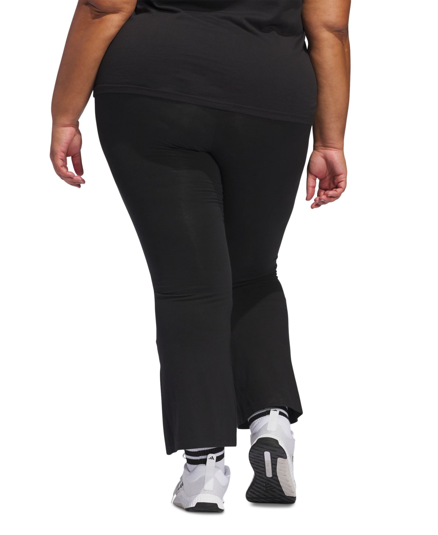 Женские брюки adidas Plus Size Small Logo Flare, цвет: Чёрный — фото 5