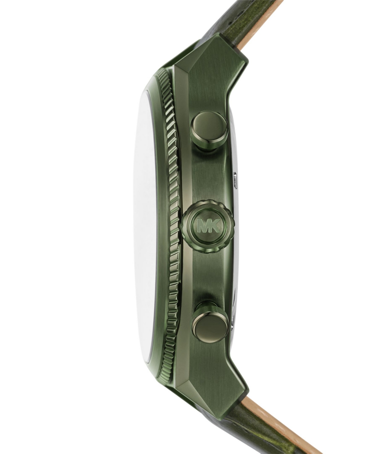 Michael Kors Oversized Panorama Olive-tone And Crocodile Embossed Leather Watch In Green