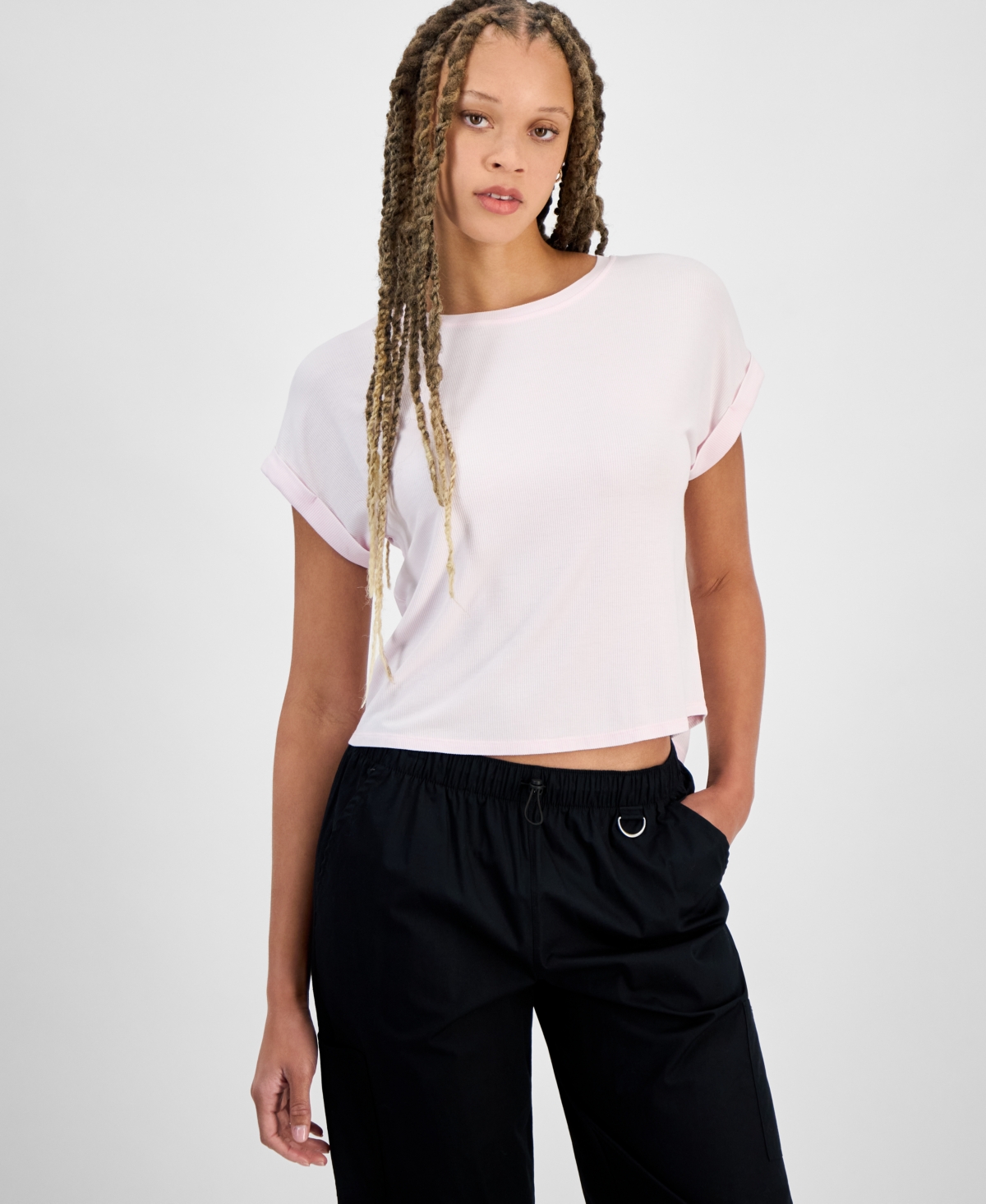 Juniors' Cuffed Short-Sleeve Tee - Tender Touch