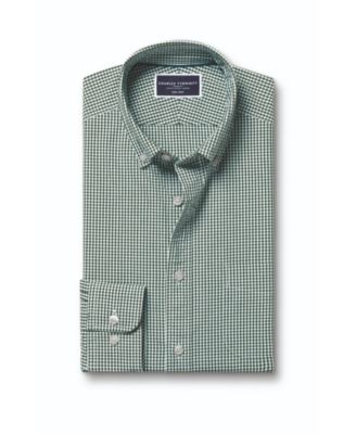 Men's Slim Fit Button-Down Collar Non-Iron Stretch Poplin Mini Gingham Shirt