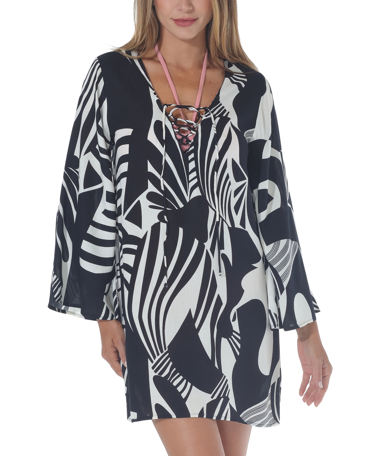 Raviya Women's Printed Tunic Cover-up In Black Print