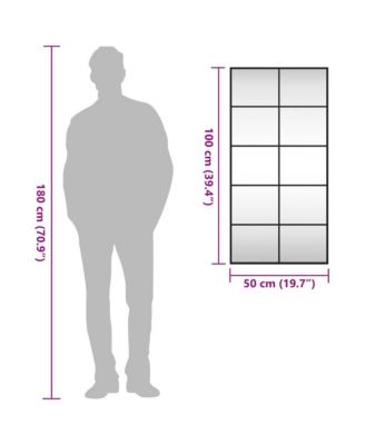 Wall Mirror Black Glass 19.7 x 39.4 in Wall mounting