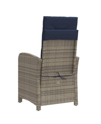 3 Piece Bistro Set with Cushions Gray Poly Rattan