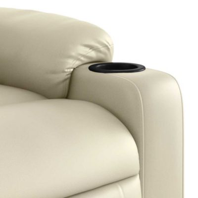 Massage Recliner Chair Cream Faux leather Standard Recliner Size