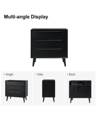 Zahira Mid-Century Modern 3 - Drawer Accent Chest with Solid Wood Handles and Legs