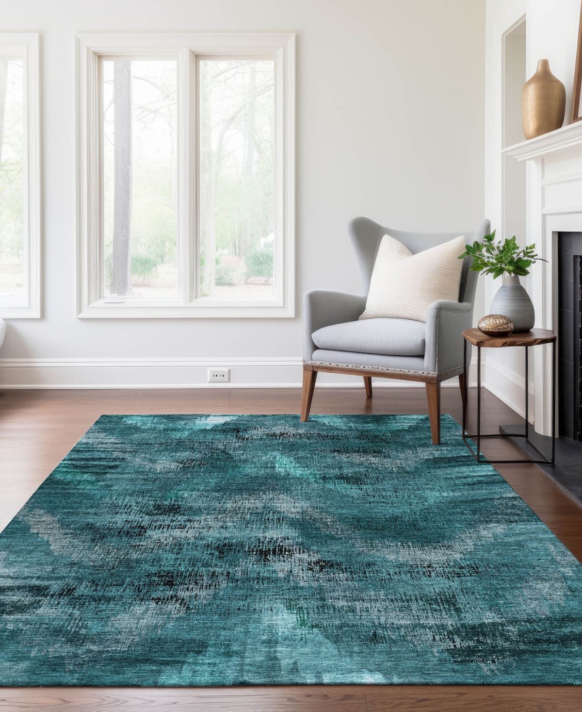 Addison Chantille Machine Washable Acn792 2'6''x3'10'' Area Rug In Teal