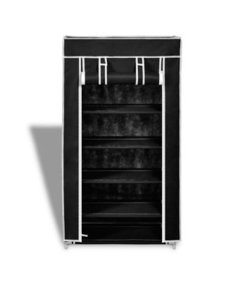 Fabric Shoe Cabinet with Cover 23&amp;quot; x 11&amp;quot; x 42&amp;quot; Black