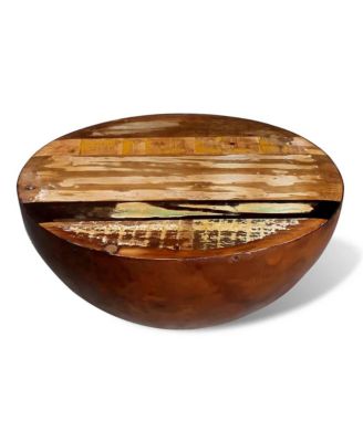 Coffee Table Bowl-shaped with Steel Base Solid Reclaimed Wood